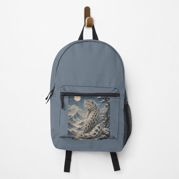Item preview, Snow Leopard Under the Full Moon – Winter Mountain Wildlife Art designed and sold by ManJiangHong.