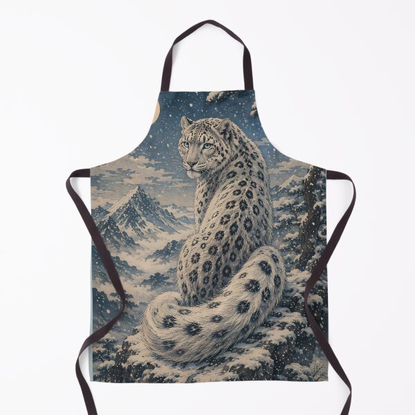 Item preview, Snow Leopard Under the Full Moon – Winter Mountain Wildlife Art designed and sold by ManJiangHong.