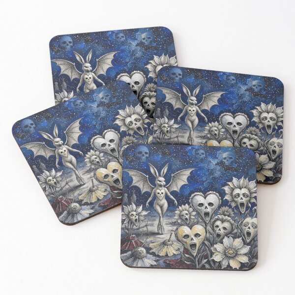 Item preview, Bat Wing Bunny Ballerina Screaming Skull Flowers Night Sky designed and sold by LujziWorld.