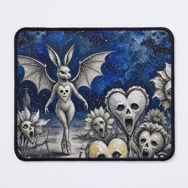Item preview, Bat Wing Bunny Ballerina Screaming Skull Flowers Night Sky designed and sold by LujziWorld.