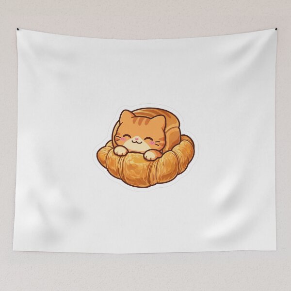 Item preview, Cat Loaf in Croissant - Kawaii Bread Cat Art designed and sold by FBA.