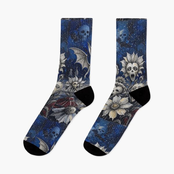 Item preview, Bat Wing Bunny Ballerina Screaming Skull Flowers Night Sky designed and sold by LujziWorld.