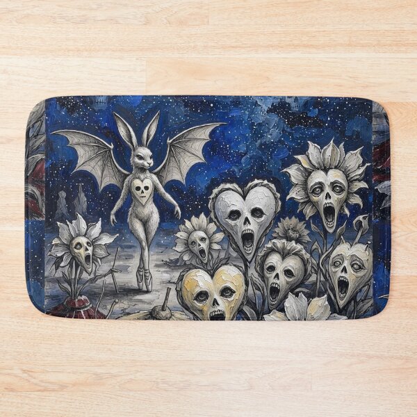 Item preview, Bat Wing Bunny Ballerina Screaming Skull Flowers Night Sky designed and sold by LujziWorld.
