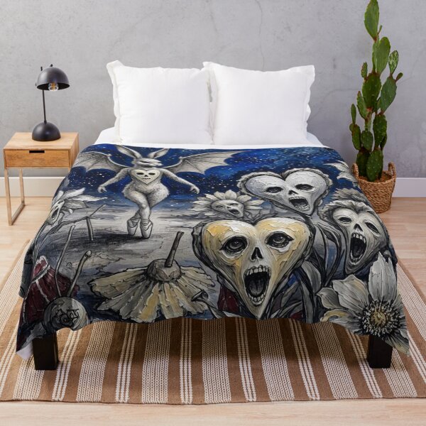 Item preview, Bat Wing Bunny Ballerina Screaming Skull Flowers Night Sky designed and sold by LujziWorld.