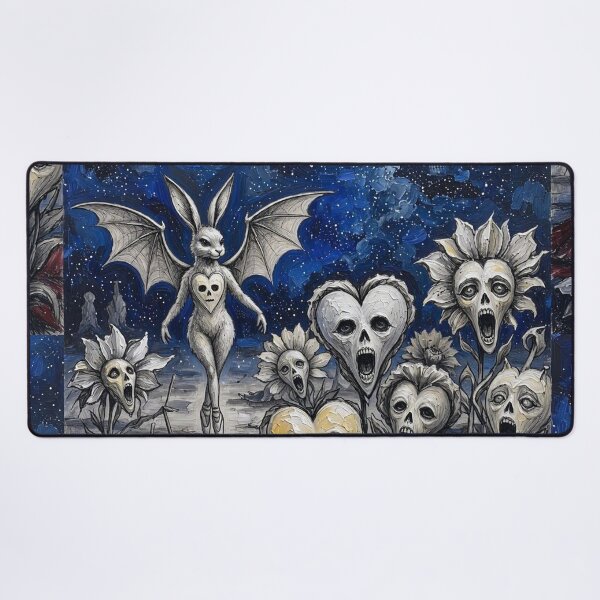 Item preview, Bat Wing Bunny Ballerina Screaming Skull Flowers Night Sky designed and sold by LujziWorld.