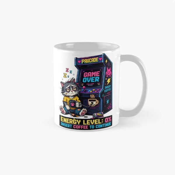 Item preview, Insert Coffee To Continue Funny Gamer Cat Retro Tech Humor designed and sold by KerOo1.