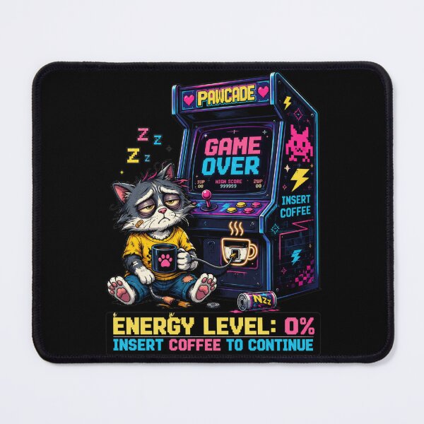 Item preview, Insert Coffee To Continue Funny Gamer Cat Retro Tech Humor designed and sold by KerOo1.