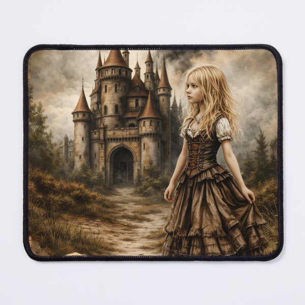 Item preview, Vintage Fantasy Girl by Enchanted Castle – Gothic Storybook Art Print designed and sold by Kaleidoscope Print.