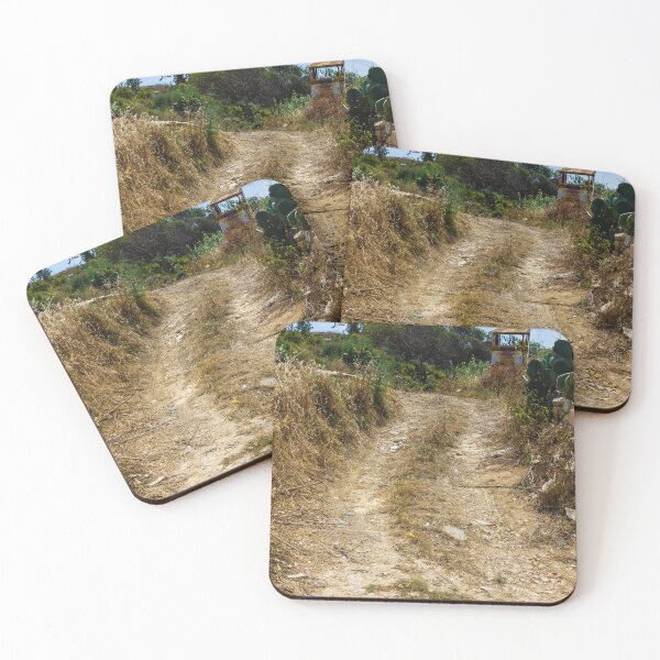 Item preview, Rural Dirt Road Leading Through Dry Field Toward Abandoned Tractor And Mediterranean Shrubland designed and sold by Nmallia.