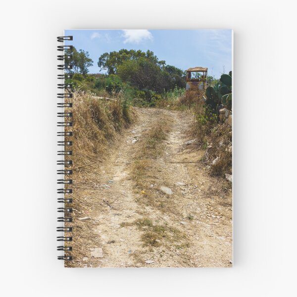 Item preview, Rural Dirt Road Leading Through Dry Field Toward Abandoned Tractor And Mediterranean Shrubland designed and sold by Nmallia.