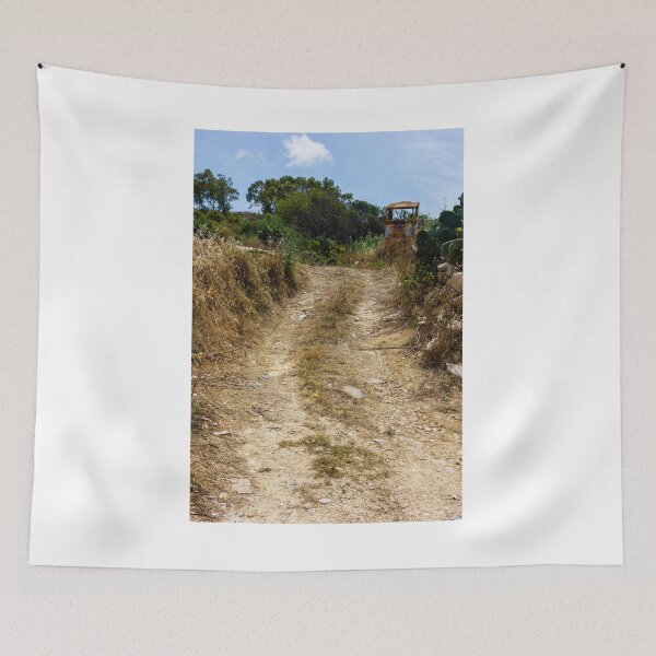 Item preview, Rural Dirt Road Leading Through Dry Field Toward Abandoned Tractor And Mediterranean Shrubland designed and sold by Nmallia.