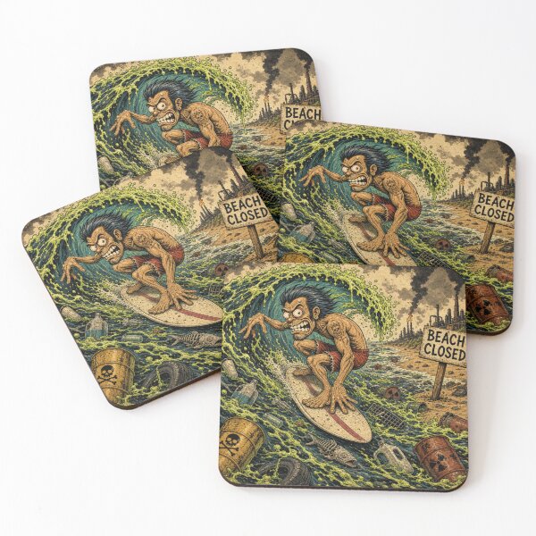 Item preview, Get Pitted Toxic Ocean Surfer – Beach Closed Surfing designed and sold by Sinister prints.