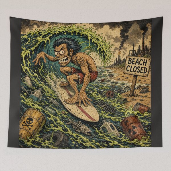 Item preview, Get Pitted Toxic Ocean Surfer – Beach Closed Surfing designed and sold by Sinister prints.