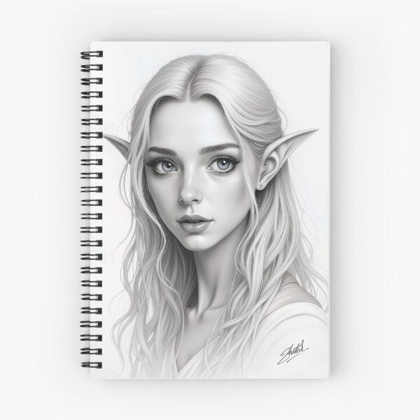Item preview, Fantasy Elf Girl Portrait Sketch designed and sold by ShadeScapeArt.