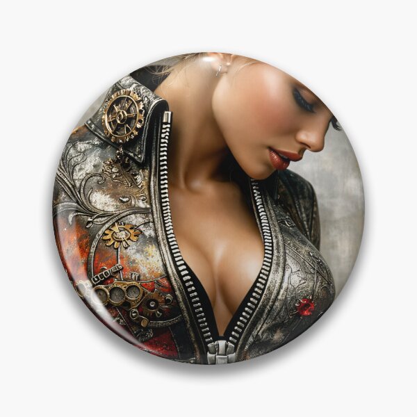 Item preview, Steampunk Woman in Mechanical Jacket – Industrial Fantasy Fashion Art Print designed and sold by Kaleidoscope Print.