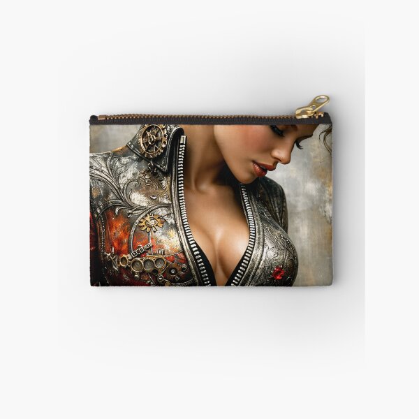 Item preview, Steampunk Woman in Mechanical Jacket – Industrial Fantasy Fashion Art Print designed and sold by Kaleidoscope Print.