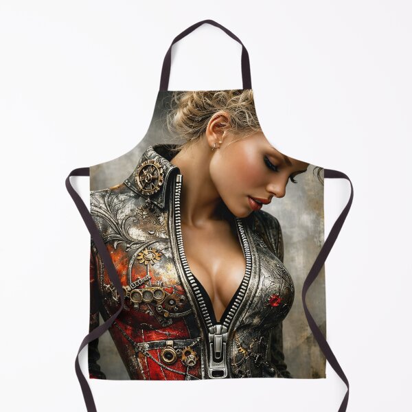 Item preview, Steampunk Woman in Mechanical Jacket – Industrial Fantasy Fashion Art Print designed and sold by Kaleidoscope Print.