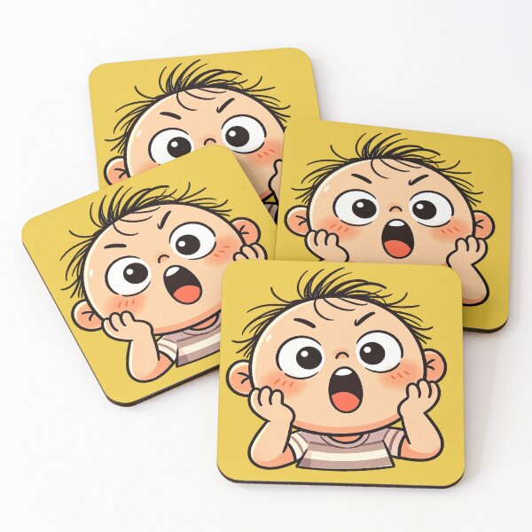 Item preview, Shocked Surprise Face Kawaii Boy - OMG Cute Reaction Sticker designed and sold by Outlet Raloel.