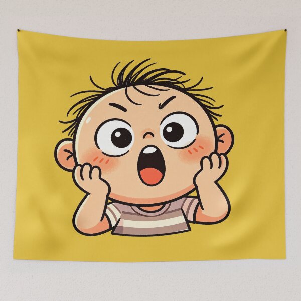 Item preview, Shocked Surprise Face Kawaii Boy - OMG Cute Reaction Sticker designed and sold by Raloel Art.