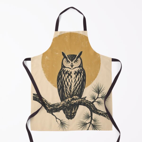 Item preview, Owl on Branch Linocut Moon Nature Art designed and sold by Sarcastic designs.