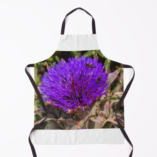 Item preview, Close-Up Purple Artichoke Blossom With Bees Pollinating a Vibrant Thistle-Like Flower In Garden Macro designed and sold by Nmallia.