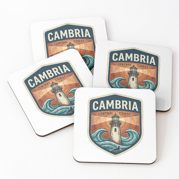 Item preview, Cambria Central Coast California Lighthouse Retro Shield Badge designed and sold by LittleArij.