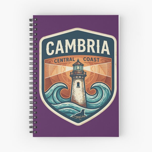 Item preview, Cambria Central Coast California Lighthouse Retro Shield Badge designed and sold by LittleArij.