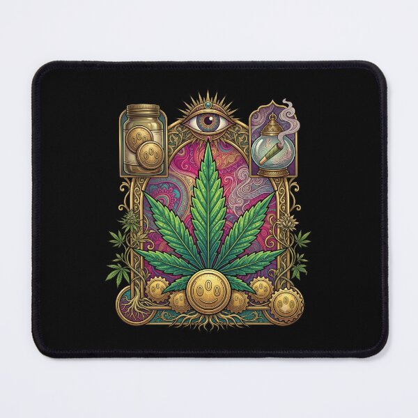 Item preview, Psychedelic Cannabis Temple - Art Nouveau Weed Leaf Design designed and sold by DrawHandArt.