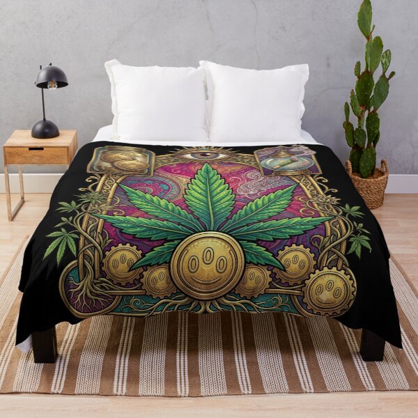 Item preview, Psychedelic Cannabis Temple - Art Nouveau Weed Leaf Design designed and sold by DrawHandArt.