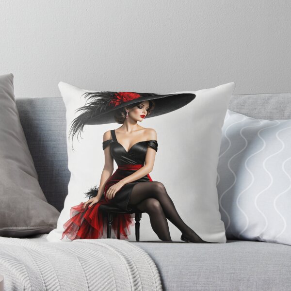 Item preview, Elegant Woman in Black and Red Hat – Vintage Glamour Fashion Art Print designed and sold by Kaleidoscope Print.