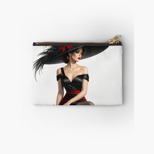 Item preview, Elegant Woman in Black and Red Hat – Vintage Glamour Fashion Art Print designed and sold by Kaleidoscope Print.