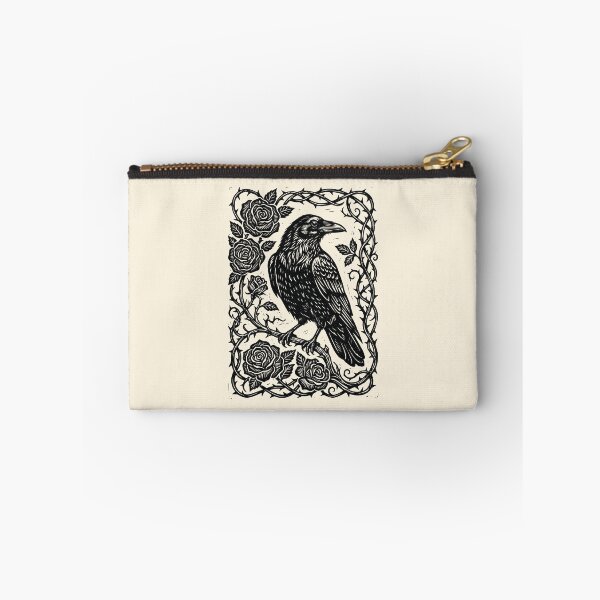 Item preview, Linocut Raven & Roses Dark Academia Gothic Nature  designed and sold by Y-Vibes.