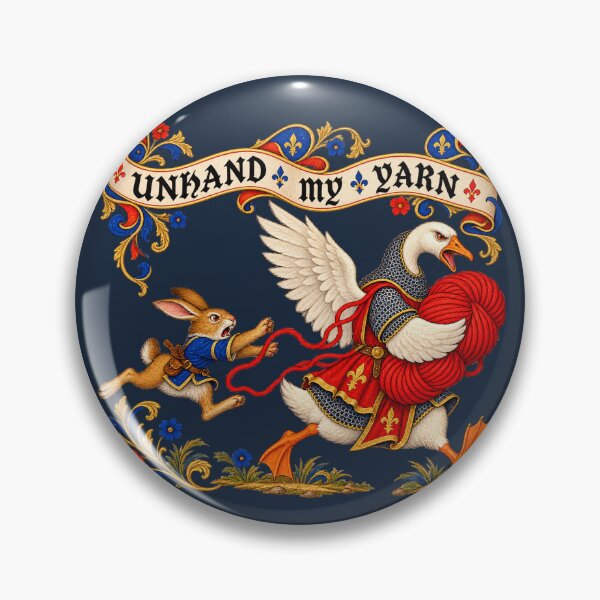 Item preview, Unhand My Yarn – Medieval Goose and Rabbit Knitting Humor designed and sold by TWPub.