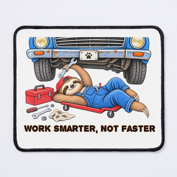 Item preview, Work Smarter Not Faster Sloth Mechanic – Funny Car Repair Design designed and sold by Buli89.