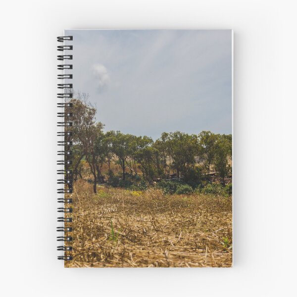 Item preview, Dry Harvest Field With Tree Line and Terraced Hillside Landscape Under Overcast Sky designed and sold by Nmallia.