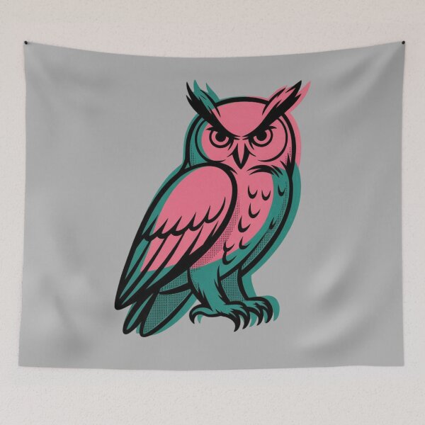 Item preview, A owl, risograph print style designed and sold by 123ks.