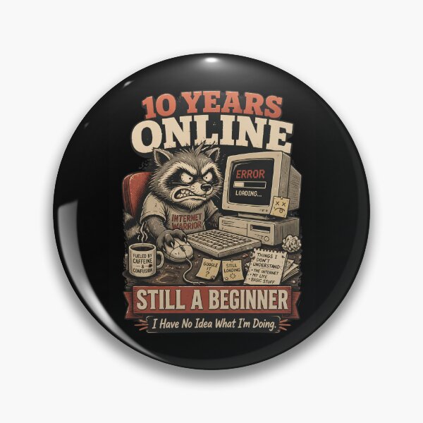 Item preview, 10 Years Online Still a Beginner – Funny Raccoon Computer Retro Design designed and sold by CalmDownZone ⭐️⭐️⭐️⭐️⭐️.
