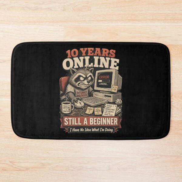 Item preview, 10 Years Online Still a Beginner – Funny Raccoon Computer Retro Design designed and sold by CalmDownZone ⭐️⭐️⭐️⭐️⭐️.
