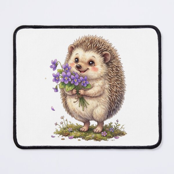 Item preview, Cute Hedgehog with Violet Flowers designed and sold by StickVerse by Owais.