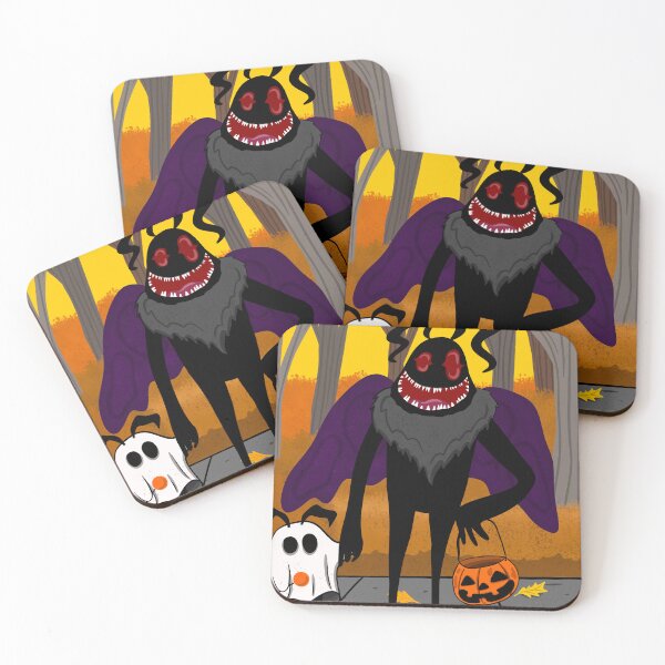 Item preview, MothDad & MothBoy Trick or Treating | Cute Mothman Halloween Family | Spooky Cryptid Fan Art designed and sold by Let There Be Art Studio.