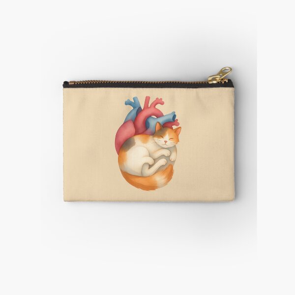 Item preview, Sleeping Calico Cat in Anatomical Heart Watercolor Illustration designed and sold by mijaczeek.