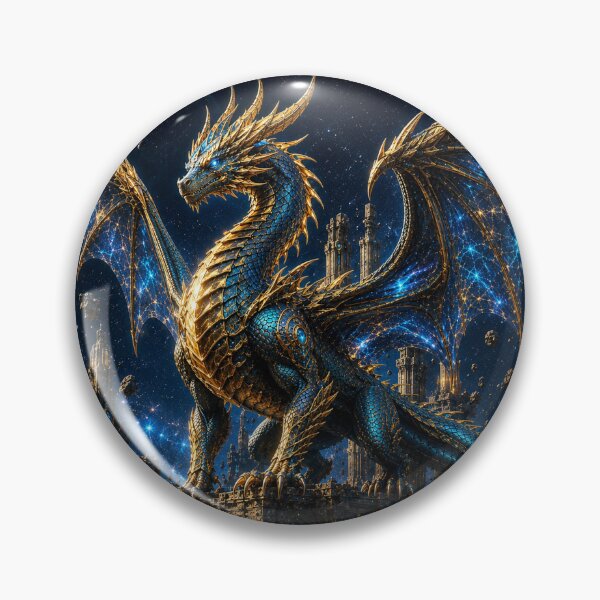 Item preview, Cosmic Dragon – Epic Golden & Blue Space Dragon designed and sold by ZYVARENNE.