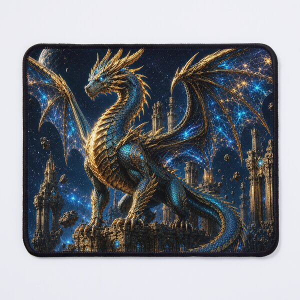 Item preview, Cosmic Dragon – Epic Golden & Blue Space Dragon designed and sold by ZYVARENNE.
