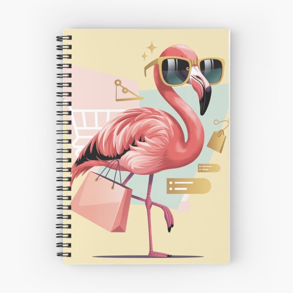 Item preview, a stylized flamingo wearing oversized designer sunglasses and a sleek shopping bag designed and sold by 123ks.