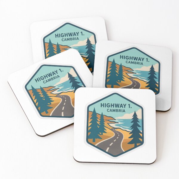 Item preview, Highway 1 Cambria Pacific Coast Highway Retro Hexagon Badge designed and sold by LittleArij.