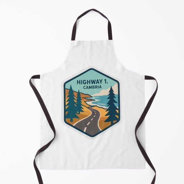 Item preview, Highway 1 Cambria Pacific Coast Highway Retro Hexagon Badge designed and sold by LittleArij.