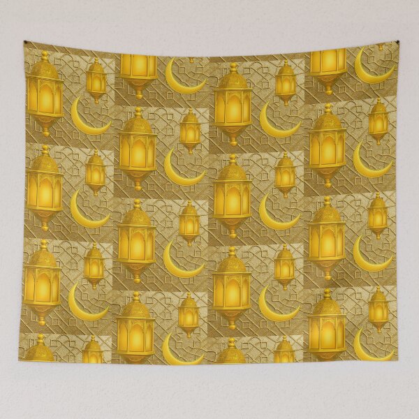 Item preview, "Ramadan Night" Golden Lanterns, Moon & Geometric Art (V.2) designed and sold by D-Islamic.