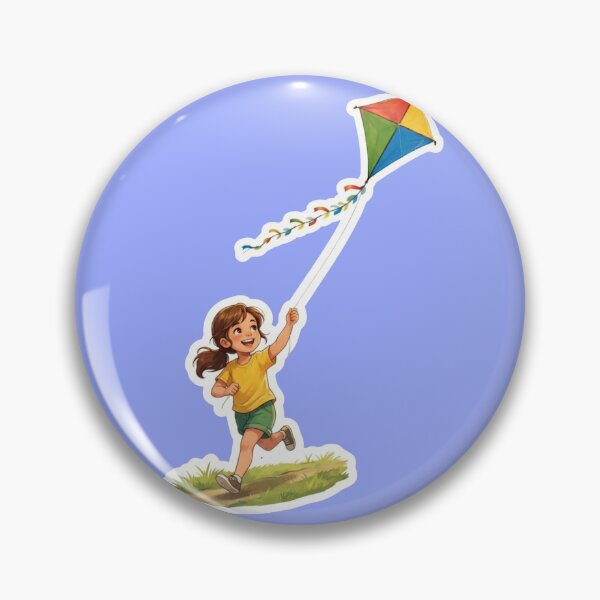 Item preview, Cheerful Girl Flying a Colorful Kite designed and sold by mimiartes.