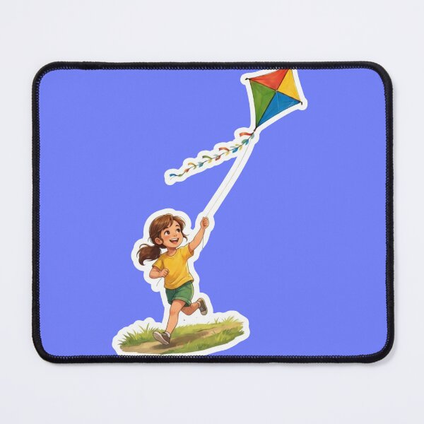 Item preview, Cheerful Girl Flying a Colorful Kite designed and sold by mimiartes.