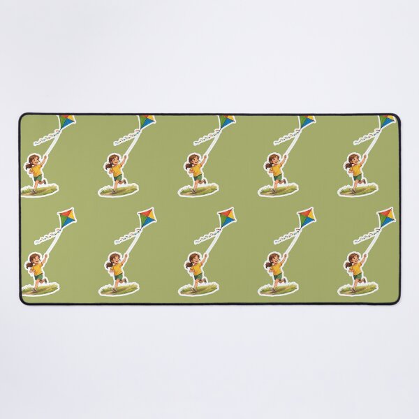 Item preview, Cheerful Girl Flying a Colorful Kite designed and sold by mimiartes.